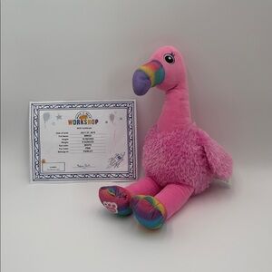 Build A Bear Pink Flamingo Plush Rainbow Beak 18” w/ Birth‎ Certificate